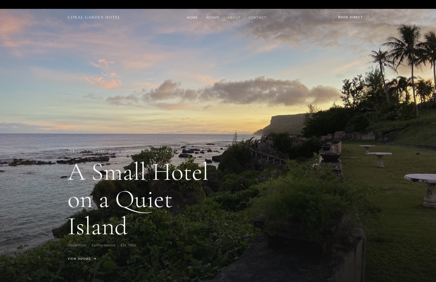 Coral Garden Hotel — screenshot of the homepage