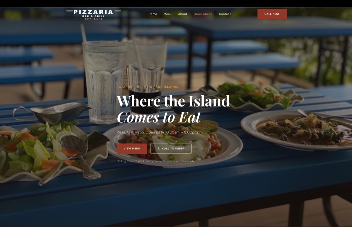 Rota Pizzaria — screenshot of the homepage